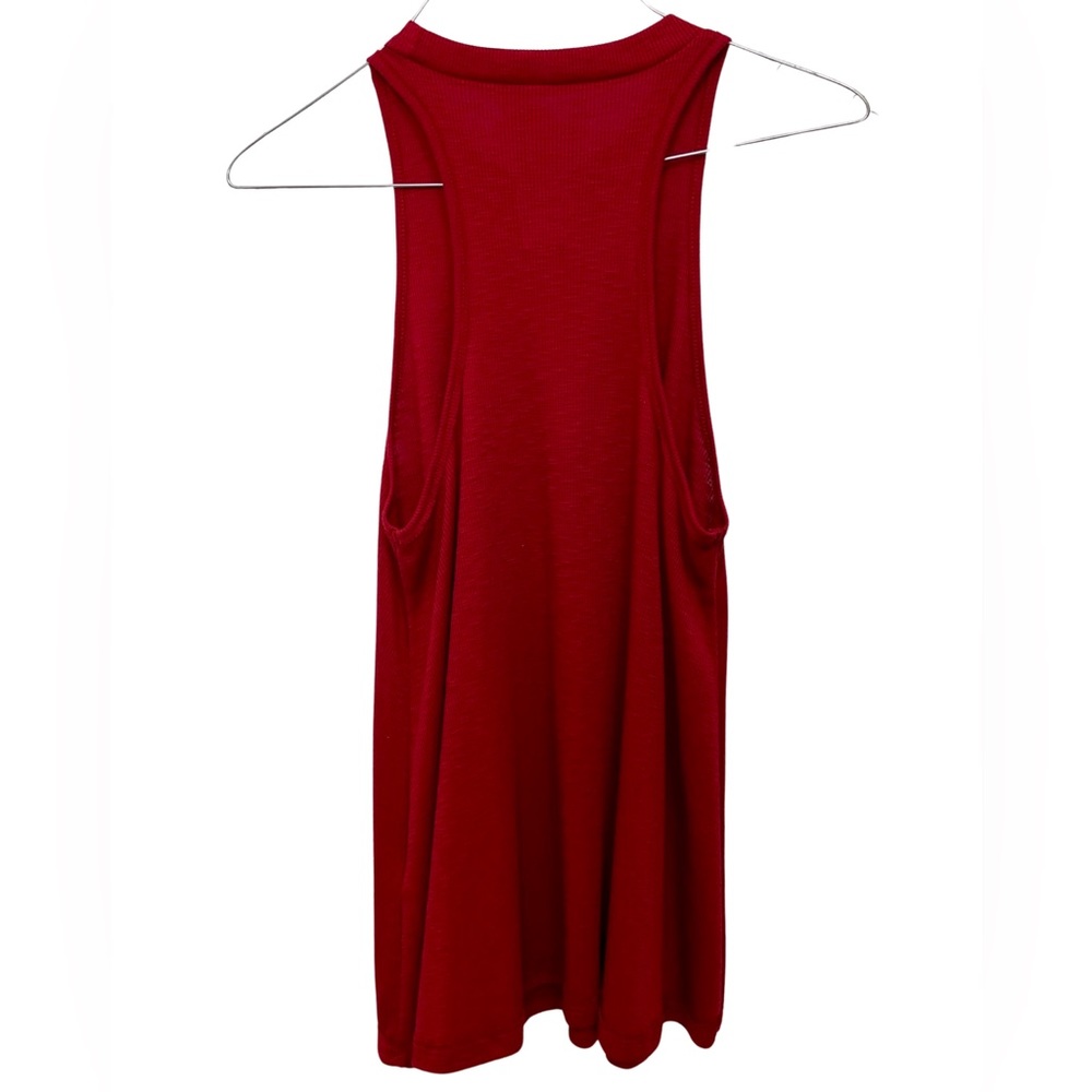 Free People Women’s Red Ribbed Racer Back Tank - Picture 4 of 7